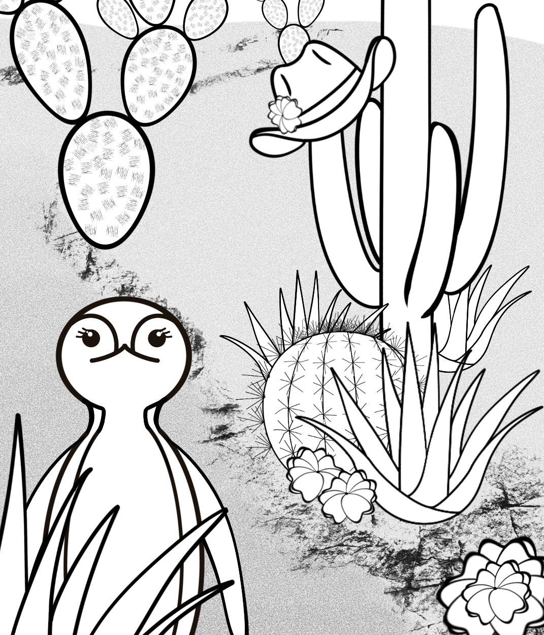 Peggotty the Penguin in the Desert - Printable Digital Download