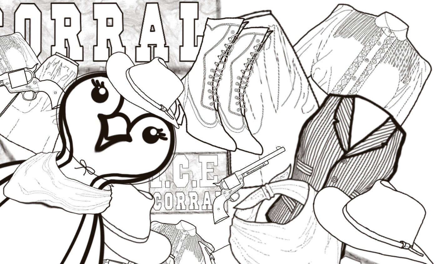 Wild West Collage Coloring Page - Printable Digital Download